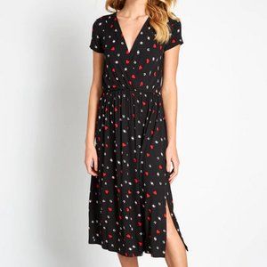 Modcloth Easily Adored Black Hearts Knit Dress Small